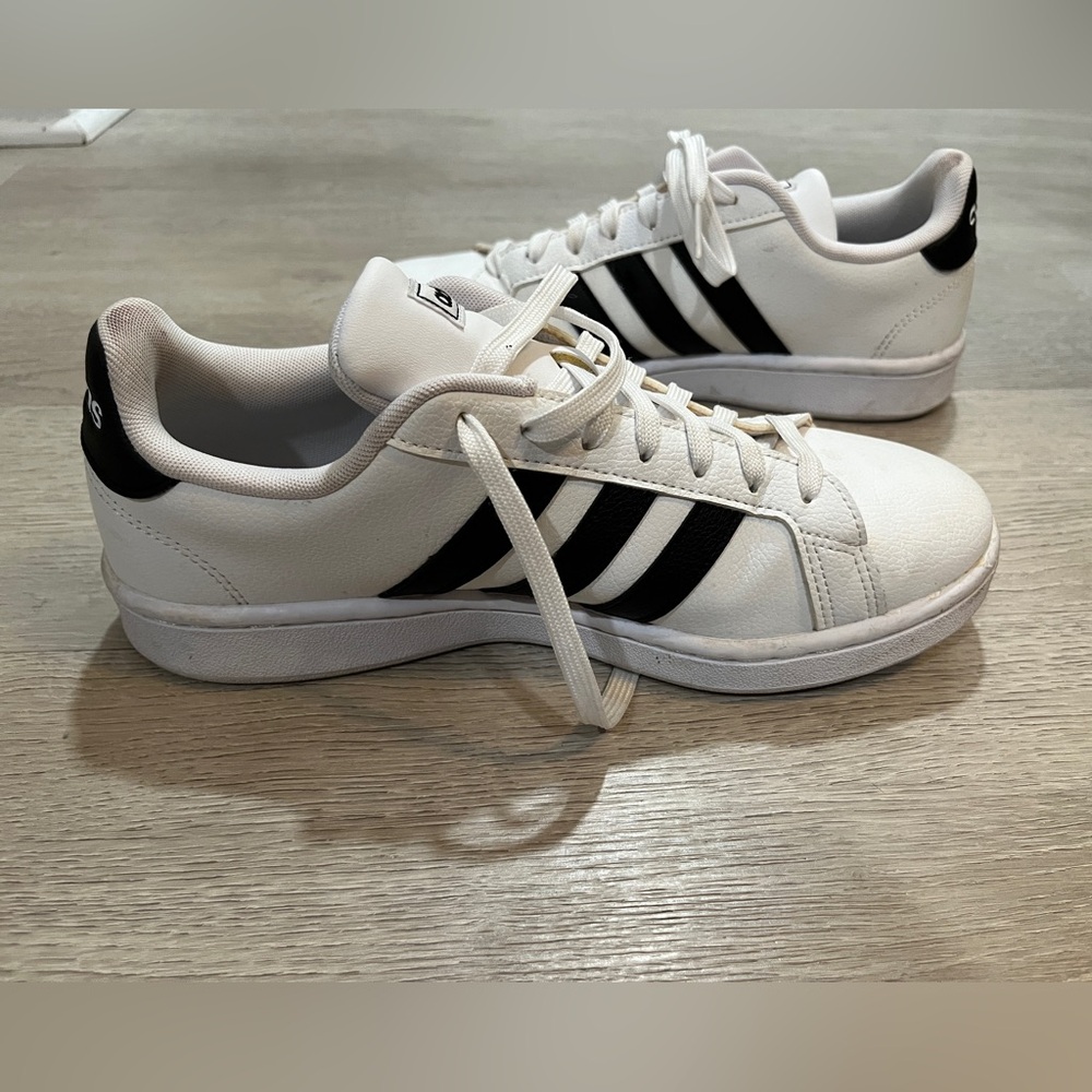 Black and White Adidas Sneakers, Size 8.5 - Picture 3 of 5